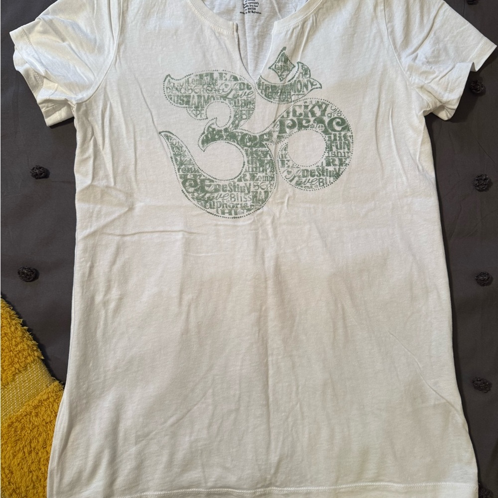 Lucky Brand White Tee with Green Graphic